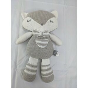 Living Textiles Charley Fox Knit Plush Gray Cream 14 Inch 2018 Rattle Stuffed